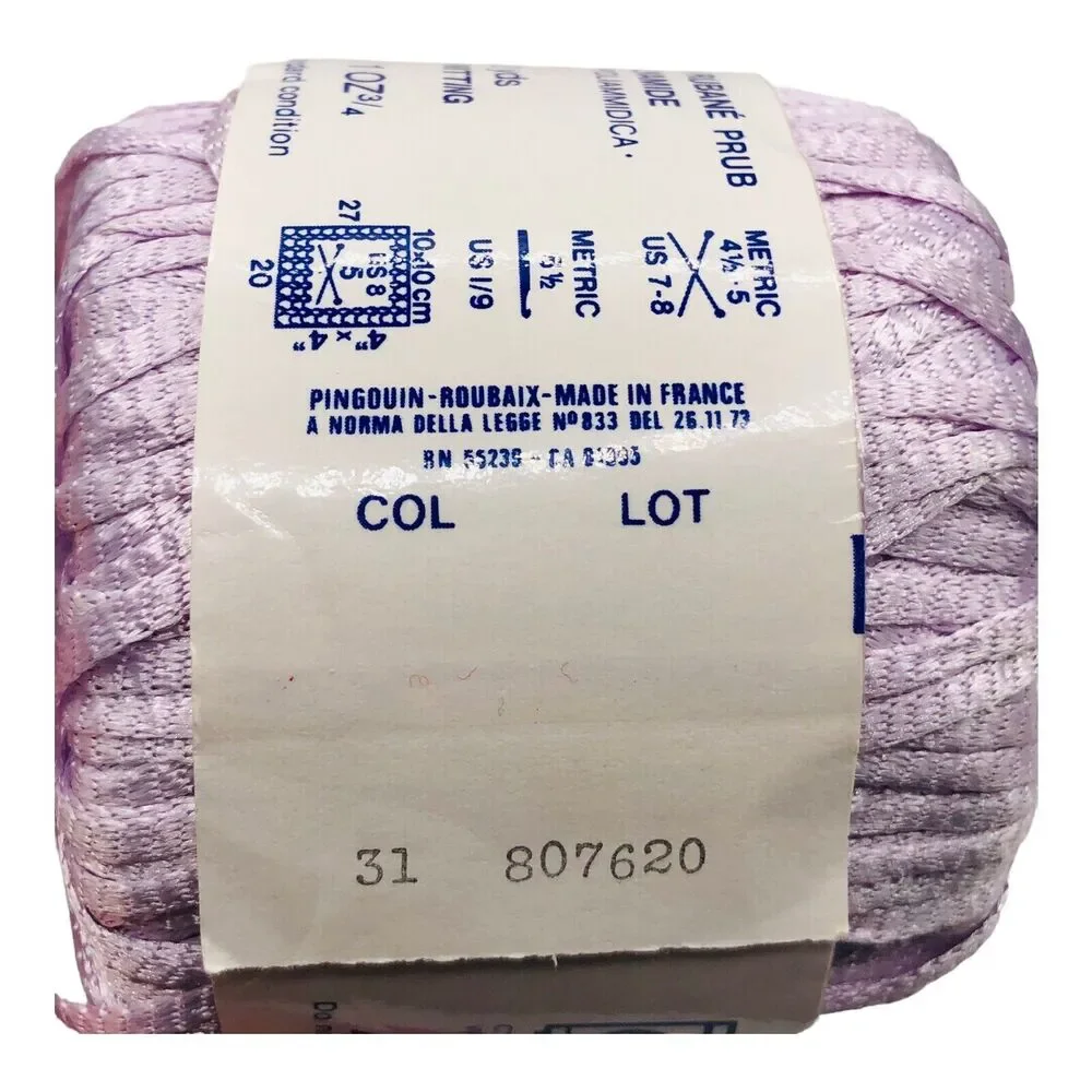 Vintage Pingouin Roubaix Lavender Yarn Double Knitting Made in France 82Y Satin